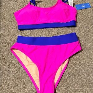 Cupshe Pink and Blue Bikini Set